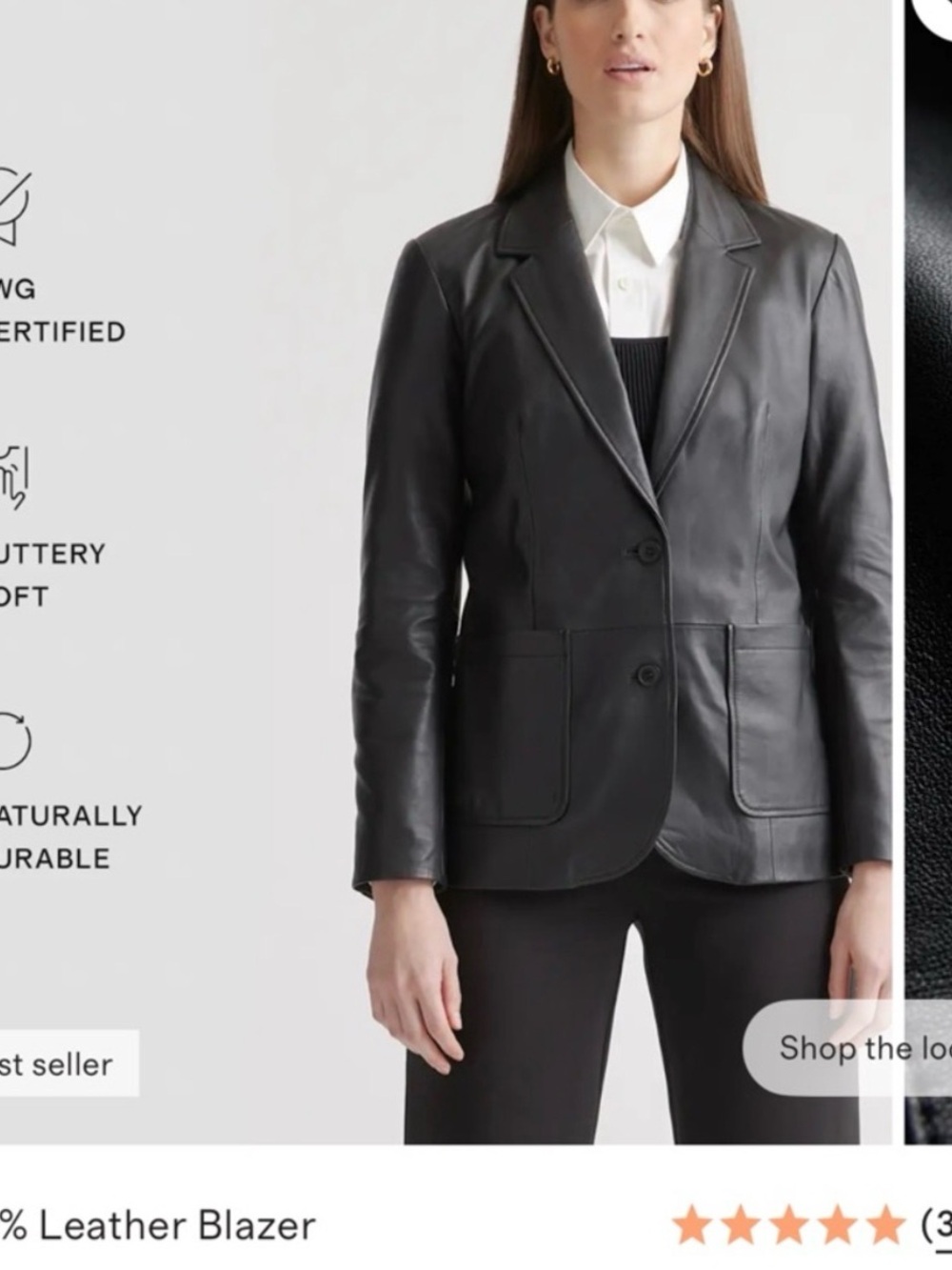 Quince Black Leather Blazer - Leather Jacket